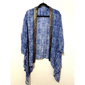 Womans Open Front Long Lined Cardigan One Size‎ Western Boho Artsy Hippie Beachy